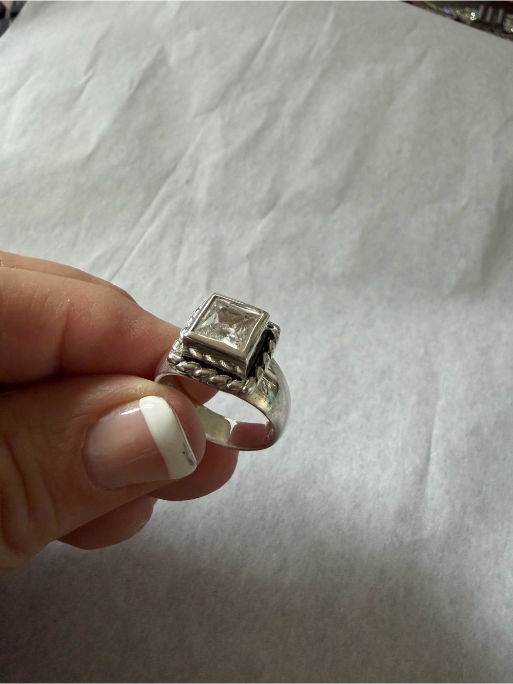 Vintage Silpada 925 Sterling Silver Princess Cut Cubic Zirconia Ring Size 7